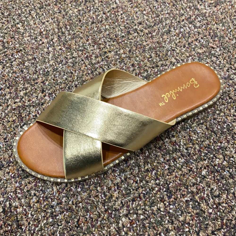 Gold Micah Cross Strap Sandal